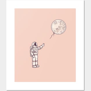 Astronaut with the Moon Posters and Art